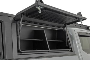 Toyota Tacoma Bed Cap Side Shelf Storage Bin - Passenger Side - Rough Country - Integrated LED Lighting, Powder-Coated - '16-'23 Toyota Tacoma Bed Cap Side Shelf Storage Bin - Passenger Side - Rough Country - Integrated LED Lighting, Powder-Coated - '16-'23